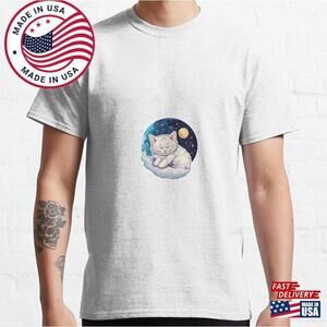 Cute Cat Sleeping On The Moon Classic T-Shirt